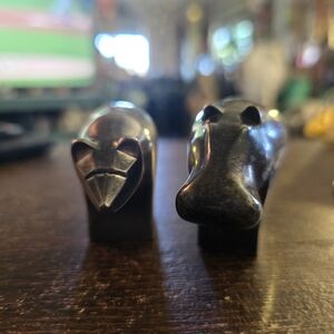 Vintage DANSK Silver Plated Heavy Figurines Bear & Hippo!